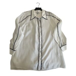 Refinity Button Up Shirt Womens Size M  White‎ /Black